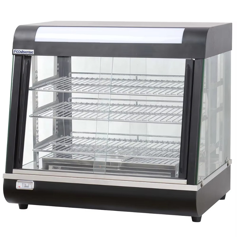 Commercial Kitchen Warmer - ตู้โชว์สแตนเลสแบบมีฉนวนกันความร้อน ประตูกระจกเต็มบาน พร้อมเครื่องอุ่นอาหารไฟฟ้า สำหรับร้านเบเกอรี่ โรงแรม และร้านอาหาร