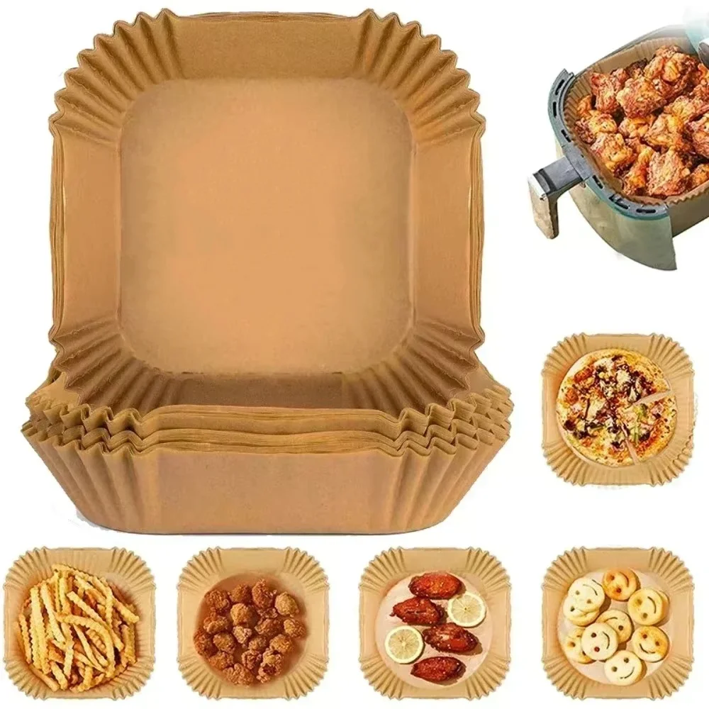 Commercial Kitchen Pots And Pans - 50/100PCS Air Fryer กระดาษพิเศษถาดครัวเรือนสูงอุณหภูมิทนน้ํามันดูดซับกระดาษ Pad สแควร์กระดาษอบห้องครัว