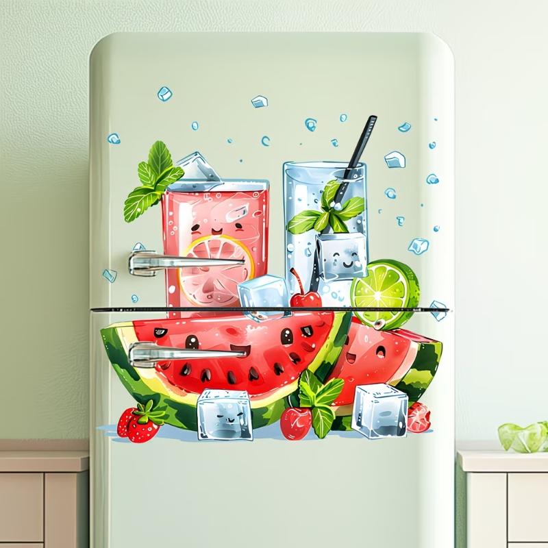 Commercial Kitchen Fridge - ใหม่ คูล ซัมเมอร์ วอเตอร์เมลอน ดริ้งค์สติ๊กเกอร์ติดผนังห้องครัวตู้เย็นสติ๊กเกอร์กันน้ำแบบมีกาวในตัวตกแต่งบ้านแบบถอดได้