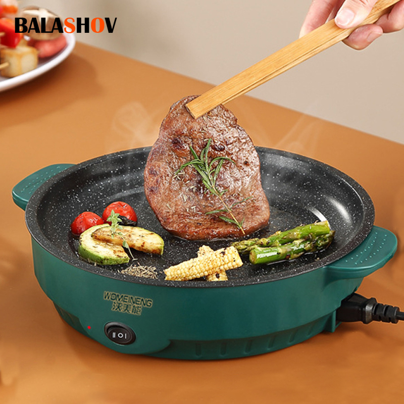 Commercial Kitchen Pots And Pans - หม้อหุงข้าวไฟฟ้ากระทะไฟฟ้า 220V บ้านเรือนบาร์บีคิวทอดสเต็กปลาไข่เจียวกระทะ Non-Stick เครื่องทําอาหาร