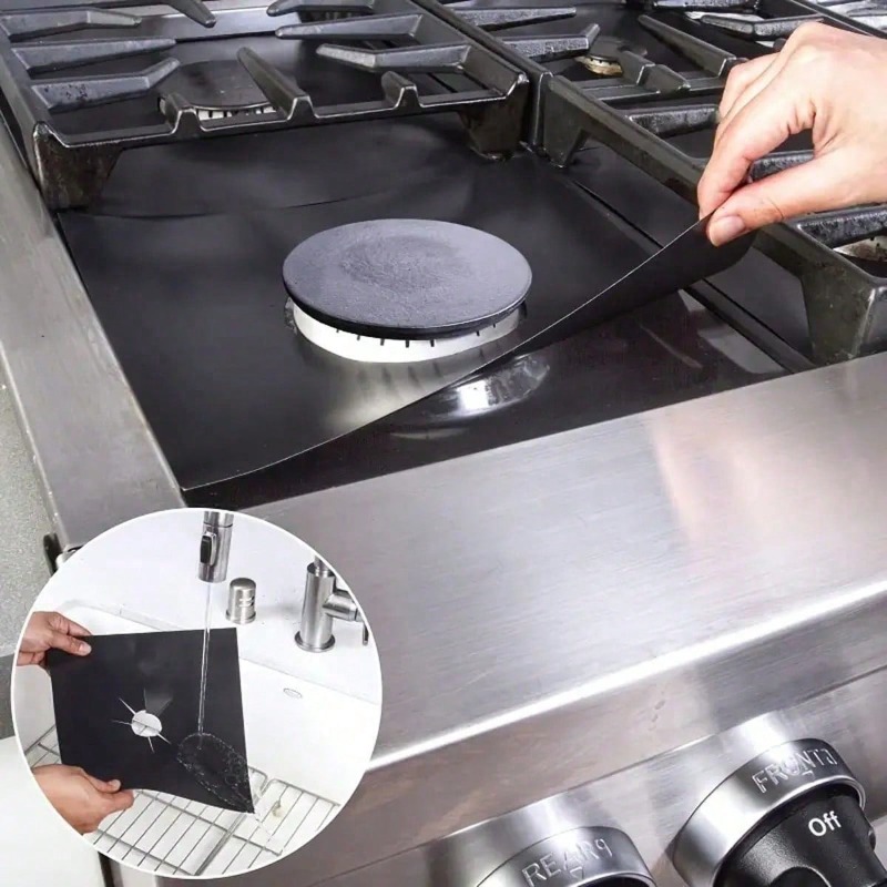 Commercial Kitchen Warmer - แผ่นรองกันเปื้อนเตาแก๊ส 2/4/6/8 ชิ้น แผ่นปิดเตาแก๊ส แผ่นรองทำความสะอาด อุปกรณ์เสริมในครัว