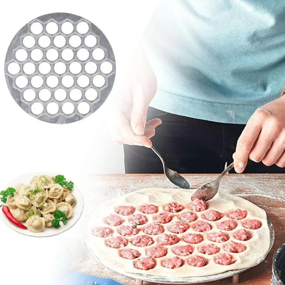 Commercial Kitchen Supplies - แม่พิมพ์ทำเกี๊ยวแบบพกพา ทำจากอะลูมิเนียม 37 หลุม สำหรับทำราวีโอลี เปลเมนี