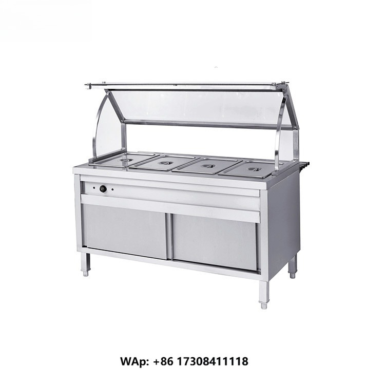 Commercial Kitchen Warmer - อุปกรณ์ครัวสแตนเลสสำหรับร้านอาหารเชิงพาณิชย์ ถาดอุ่นอาหาร 4 ช่อง แบบ Bain