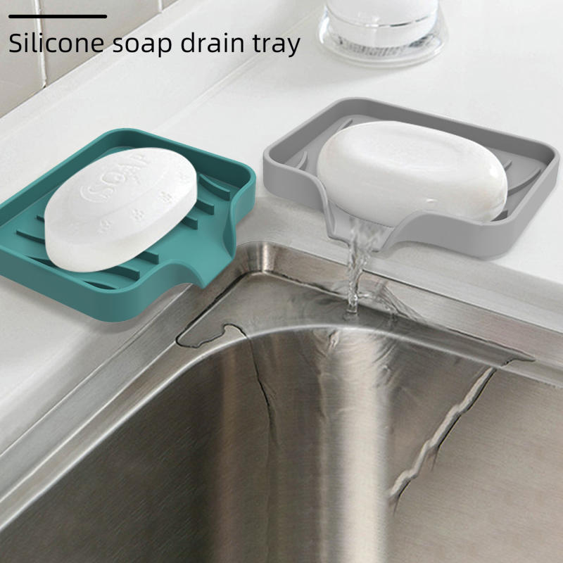 Commercial Kitchen Floor Drain - ถาดซิลิโคนสำหรับอ่างล้างจานพร้อมที่เก็บฟองน้ำและสบู่ ที่วางแปรงขัดอ่างล้างจาน ชั้นวางของสำหรับจัดระเบียบในครัว