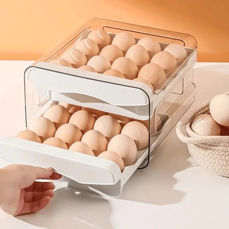 Commercial Kitchen Fridge - กล่องเก็บไข่ในครัว 2 ชั้น แบบลิ้นชัก สำหรับตู้เย็น ที่เก็บของสด