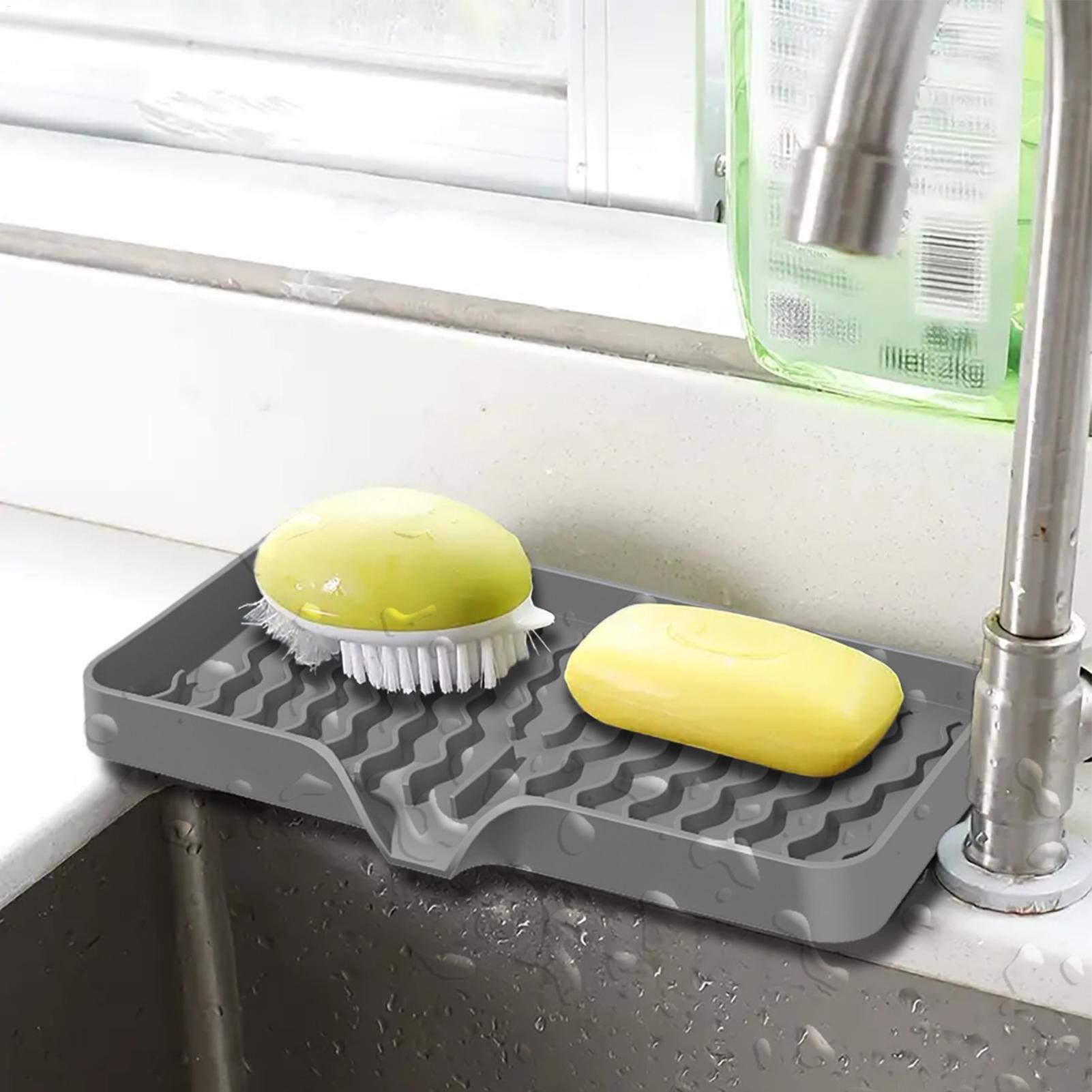 Commercial Kitchen Floor Drain - แผ่นรองซิลิโคนสำหรับก๊อกน้ำ ถาดรองอ่างล้างจาน ที่วางสบู่ ที่วางฟองน้ำ แผ่นรองกันน้ำกระเด็น แผ่นรองซับน้ำ
