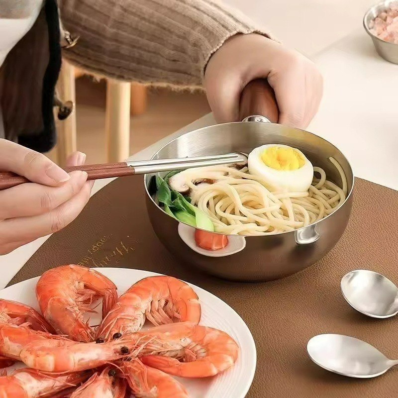 หม้อสแตนเลสพร้อมด้ามจับไม้วอลน - Commercial Kitchen Pots And Pans บทวิจารณ์และราคา
