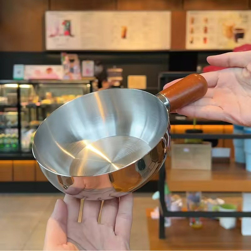 หม้อสแตนเลสพร้อมด้ามจับไม้วอลน - Commercial Kitchen Pots And Pans บทวิจารณ์และราคา