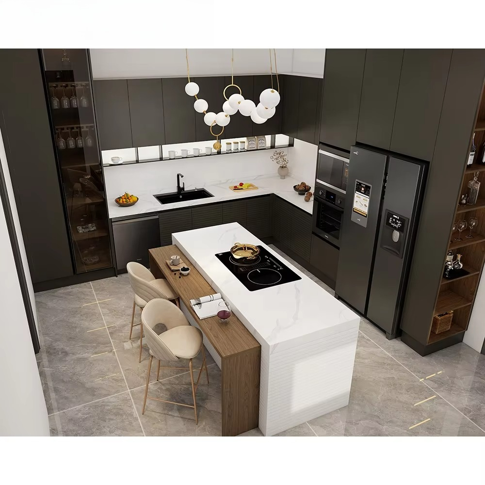 ตู้ครัวเมลามีนไม้สไตล์โมเดิร์น - Commercial Kitchen Manufacturers บทวิจารณ์และราคา
