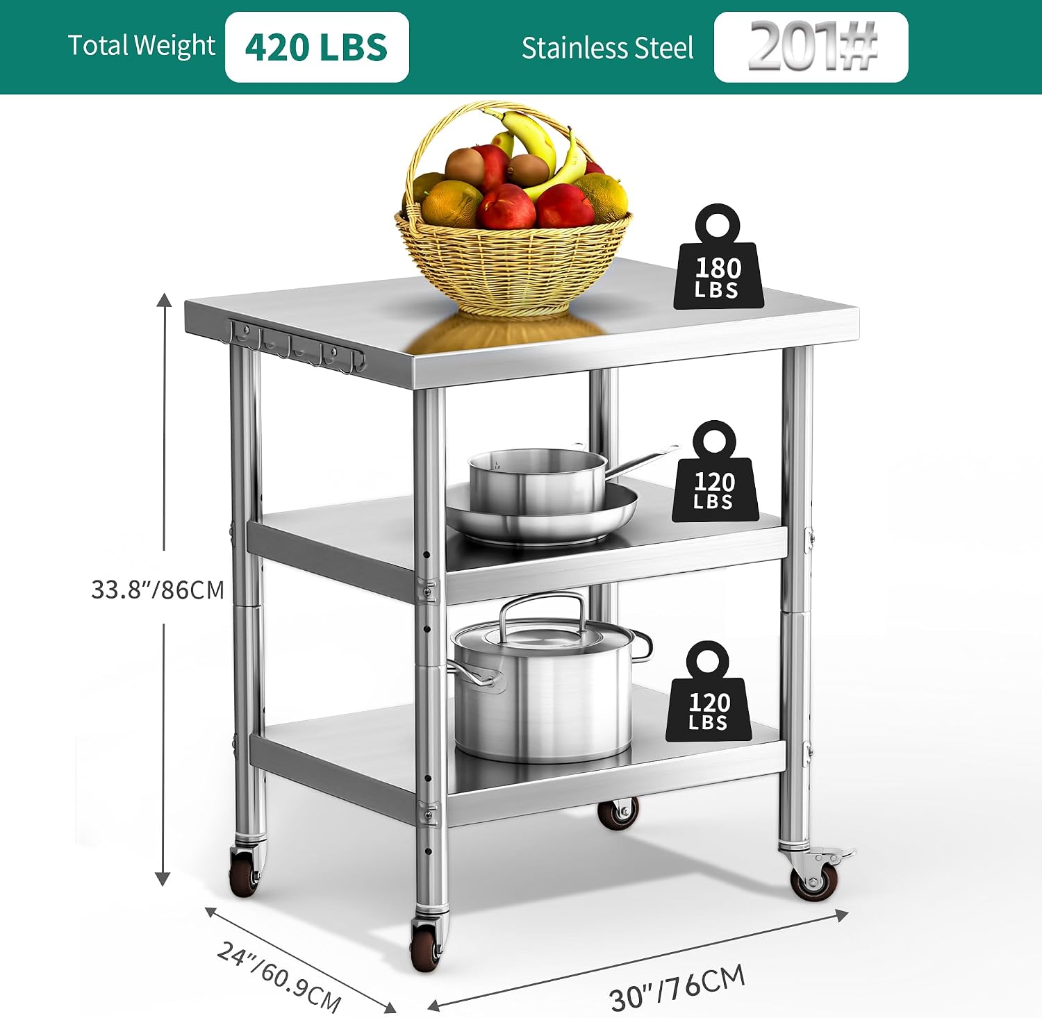 โต๊ะเตรียมอาหารสแตนเลส, รถเข็น - Commercial Kitchen On Wheels บทวิจารณ์และราคา