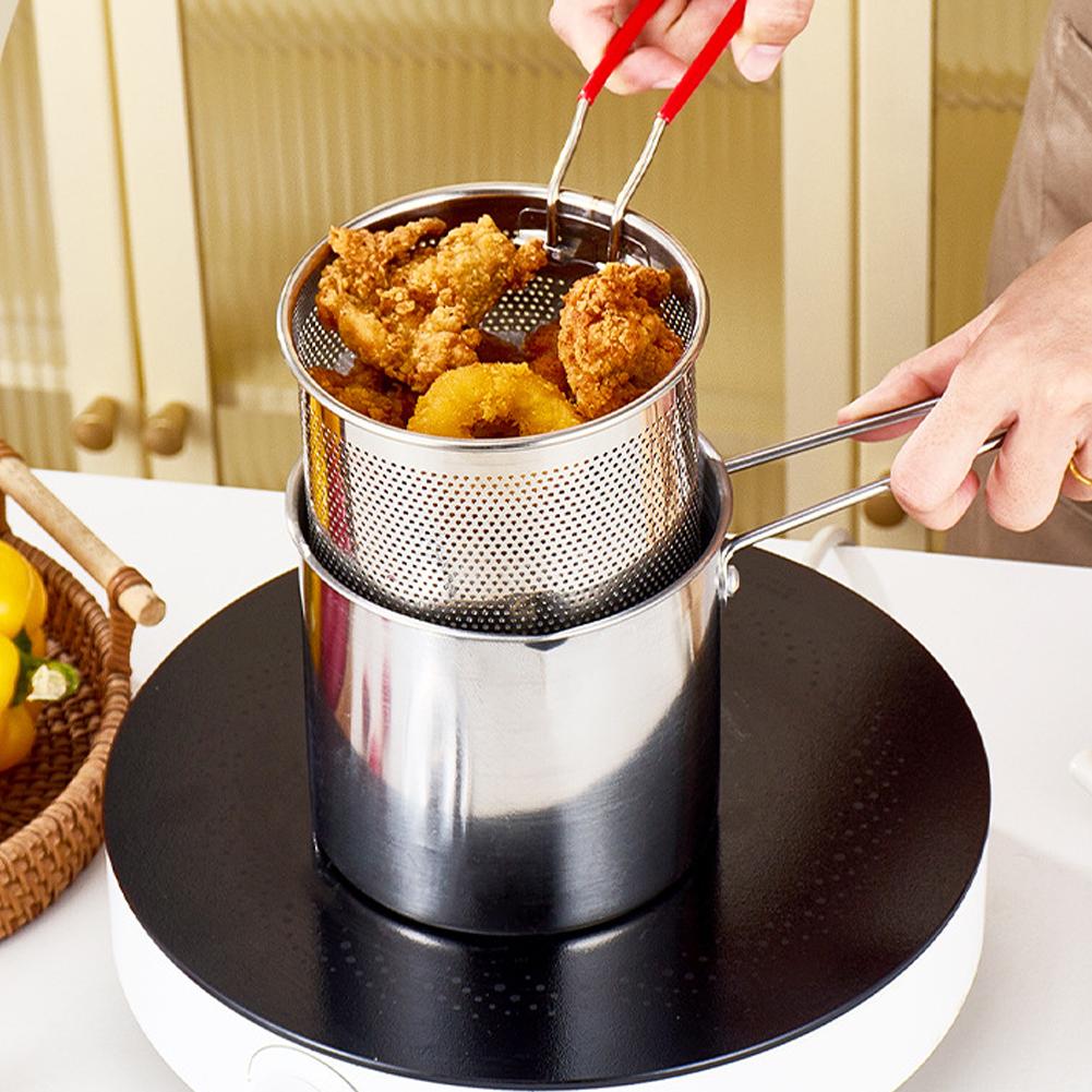 หม้อทอดสแตนเลสพร้อมตะแกรงกรอง  - Commercial Kitchen Pots And Pans บทวิจารณ์และราคา