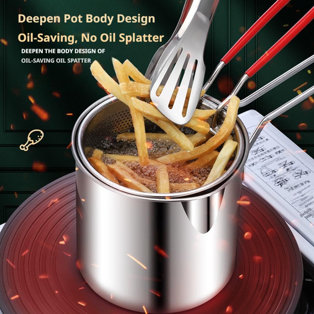 หม้อทอดสแตนเลสพร้อมตะแกรงกรอง  - Commercial Kitchen Pots And Pans บทวิจารณ์และราคา