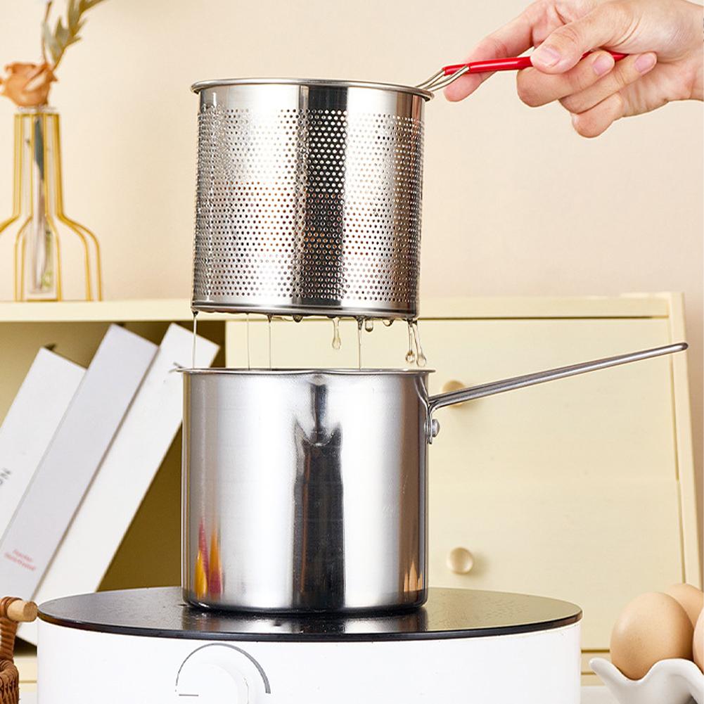 หม้อทอดสแตนเลสพร้อมตะแกรงกรอง  - Commercial Kitchen Pots And Pans บทวิจารณ์และราคา